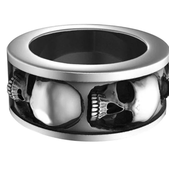 SKULL RING PUNK RING STAINLESS STEEL RING GOTHIC R - Picture 2 of 4